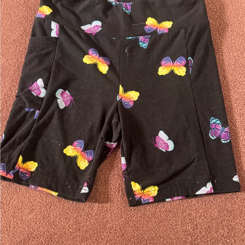 Black Butterfly Print Shorts